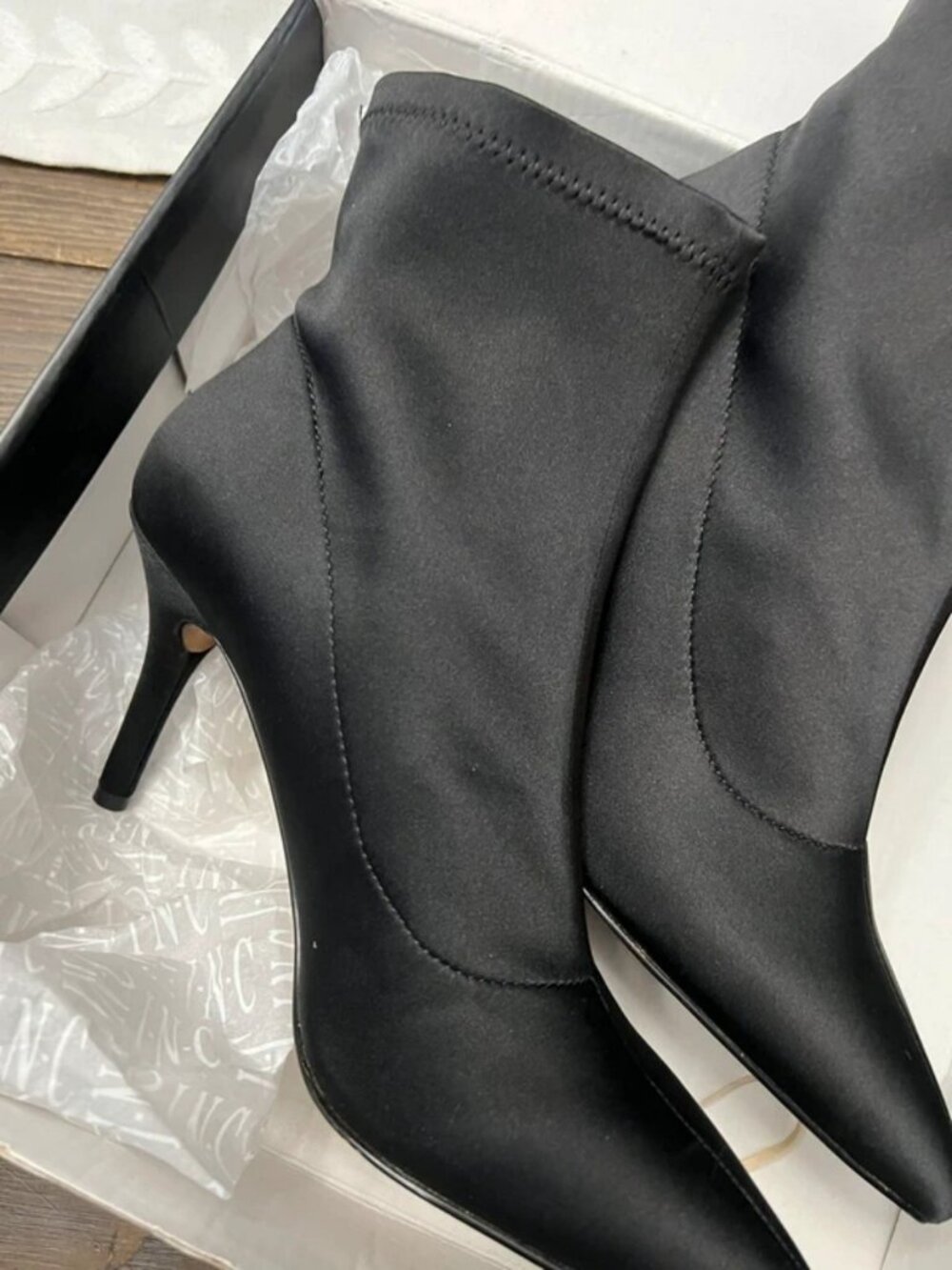 INC stiletto ankle boots, stretch, new in a box